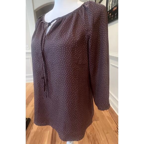 Loft Tie Neck Polka Dot 3/4 Sleeve Blouse - Small - Picture 2 of 7